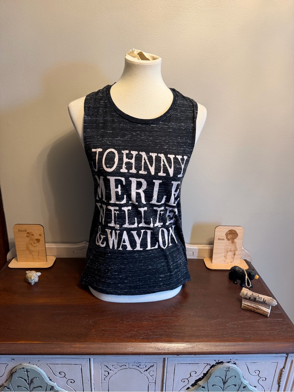 Johnny, Merle, Willie & Waylon charcoal muscle tank